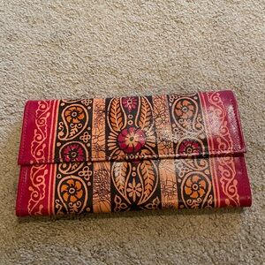 Batik leather clutch made in India